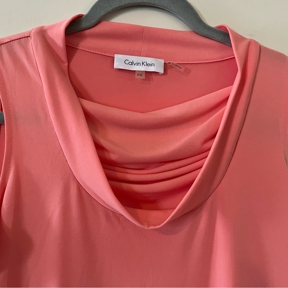 Calvin Klein Light Peach Sleeveless Draped Neckline Blouse Size Petite Small - Picture 4 of 10